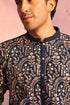 SHRESTHA By VASTRAMAY Men's Bottle Green Georgette Embroidered Kurta